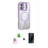 MARSİLYAN™- iPhone 16 Kılıf Yadigar Asil Koleksiyonu - Siyah 3D Antistatik Hayalet Cam Ekran Koruyucu + Raze Metal Kamera Lens - PE