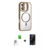 MARSİLYAN™- iPhone 16 Kılıf Yadigar Asil Koleksiyonu - Siyah 3D Antistatik Hayalet Cam Ekran Koruyucu + Raze Metal Kamera Lens - BZ