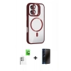MARSİLYAN™- iPhone 16 Kılıf Yadigar Asil Koleksiyonu - Siyah 3D Antistatik Hayalet Cam Ekran Koruyucu + Raze Metal Kamera Lens - BZ