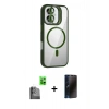 MARSİLYAN™- iPhone 16 Kılıf Yadigar Asil Koleksiyonu - Siyah 3D Antistatik Hayalet Cam Ekran Koruyucu + Raze Metal Kamera Lens - SH