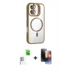 MARSİLYAN™- iPhone 16 Kılıf Yadigar Asil Koleksiyonu - Siyah 3D Antistatik Mat Seramik Nano Ekran Koruyucu + Raze Metal Kamera Lens - BZ