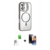 MARSİLYAN™- iPhone 16 Kılıf Yadigar Asil Koleksiyonu - Siyah 3D Antistatik Mat Seramik Nano Ekran Koruyucu + Raze Metal Kamera Lens - BZ