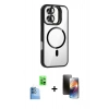 MARSİLYAN™- iPhone 16 Kılıf Yadigar Asil Koleksiyonu - Siyah 3D Antistatik Mat Seramik Nano Ekran Koruyucu + Raze Metal Kamera Lens - LT