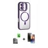 MARSİLYAN™- iPhone 16 Kılıf Yadigar Asil Koleksiyonu - Siyah 3D Antistatik Mat Seramik Nano Ekran Koruyucu + Raze Metal Kamera Lens - SH