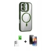 MARSİLYAN™- iPhone 16 Kılıf Yadigar Asil Koleksiyonu - Siyah 3D Antistatik Mat Seramik Nano Ekran Koruyucu + Raze Metal Kamera Lens - BZ