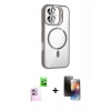 MARSİLYAN™- iPhone 16 Kılıf Yadigar Asil Koleksiyonu - Siyah 3D Antistatik Mat Seramik Nano Ekran Koruyucu + Raze Metal Kamera Lens - PE