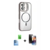 MARSİLYAN™- iPhone 16 Kılıf Yadigar Asil Koleksiyonu - Siyah 3D Antistatik Mat Seramik Nano Ekran Koruyucu + Raze Metal Kamera Lens - LT
