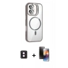 MARSİLYAN™- iPhone 16 Kılıf Yadigar Asil Koleksiyonu - Siyah 3D Antistatik Mat Seramik Nano Ekran Koruyucu + PVD Metal Kamera Lens - PE