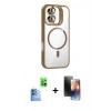 MARSİLYAN™- iPhone 16 Kılıf Yadigar Asil Koleksiyonu - Siyah 3D Antistatik Mat Seramik Nano Ekran Koruyucu + Raze Metal Kamera Lens - LT