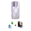 MARSİLYAN™- iPhone 16 Kılıf Yadigar Asil Koleksiyonu - Siyah 3D Antistatik Mat Seramik Nano Ekran Koruyucu + Raze Metal Kamera Lens - LT
