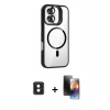 MARSİLYAN™- iPhone 16 Kılıf Yadigar Asil Koleksiyonu - Siyah 3D Antistatik Mat Seramik Nano Ekran Koruyucu + PVD Metal Kamera Lens - PE