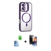 MARSİLYAN™- iPhone 16 Kılıf Yadigar Asil Koleksiyonu - Siyah 3D Antistatik Mat Seramik Nano Ekran Koruyucu + Raze Metal Kamera Lens - LT
