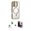 MARSİLYAN™- iPhone 16 Kılıf Yadigar Asil Koleksiyonu - Siyah 3D Antistatik Mat Seramik Nano Ekran Koruyucu + Raze Metal Kamera Lens - PE
