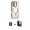 MARSİLYAN™- iPhone 16 Kılıf Yadigar Asil Koleksiyonu - Siyah 3D Antistatik Mat Seramik Nano Ekran Koruyucu + PVD Metal Kamera Lens - PE