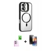 MARSİLYAN™- iPhone 16 Kılıf Yadigar Asil Koleksiyonu - Siyah 3D Antistatik Mat Seramik Nano Ekran Koruyucu + Raze Metal Kamera Lens - PE