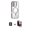 MARSİLYAN™- iPhone 16 Kılıf Yadigar Asil Koleksiyonu - Siyah 3D Antistatik Mat Seramik Nano Ekran Koruyucu + Yeşil PVD Metal Kamera Lens