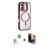 MARSİLYAN™- iPhone 16 Kılıf Yadigar Asil Koleksiyonu - Siyah 3D Antistatik Mat Seramik Nano Ekran Koruyucu + Raze Metal Kamera Lens - PE
