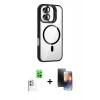 MARSİLYAN™- iPhone 16 Kılıf Yadigar Asil Koleksiyonu - Siyah 3D Antistatik Mat Seramik Nano Ekran Koruyucu + Raze Metal Kamera Lens - BZ