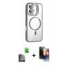 MARSİLYAN™- iPhone 16 Kılıf Yadigar Asil Koleksiyonu - Siyah 3D Antistatik Mat Seramik Nano Ekran Koruyucu + Raze Metal Kamera Lens - SH