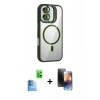 MARSİLYAN™- iPhone 16 Kılıf Yadigar Asil Koleksiyonu - Siyah 3D Antistatik Mat Seramik Nano Ekran Koruyucu + Raze Metal Kamera Lens - LT