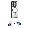 MARSİLYAN™- iPhone 16 Kılıf Yadigar Asil Koleksiyonu - Siyah 3D Antistatik Seramik Nano Ekran Koruyucu + Bilvis Titan Kamera Lens - GS