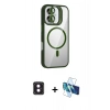 MARSİLYAN™- iPhone 16 Kılıf Yadigar Asil Koleksiyonu - Siyah 3D Antistatik Seramik Nano Ekran Koruyucu + PVD Metal Kamera Lens - PE