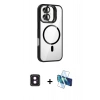 MARSİLYAN™- iPhone 16 Kılıf Yadigar Asil Koleksiyonu - Siyah 3D Antistatik Seramik Nano Ekran Koruyucu + PVD Metal Kamera Lens - PE