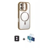 MARSİLYAN™- iPhone 16 Kılıf Yadigar Asil Koleksiyonu - Siyah 3D Antistatik Seramik Nano Ekran Koruyucu + PVD Metal Kamera Lens - PE
