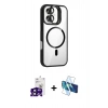 MARSİLYAN™- iPhone 16 Kılıf Yadigar Asil Koleksiyonu - Siyah 3D Antistatik Seramik Nano Ekran Koruyucu + Bilvis Titan Kamera Lens - SH