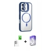 MARSİLYAN™- iPhone 16 Kılıf Yadigar Asil Koleksiyonu - Siyah Bilvis 5in1 3D Magic Cam Ekran Koruyucu + Beyaz Raze Metal Kamera Lens