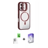 MARSİLYAN™- iPhone 16 Kılıf Yadigar Asil Koleksiyonu - Siyah Bilvis 5in1 3D Magic Cam Ekran Koruyucu + Beyaz Raze Metal Kamera Lens