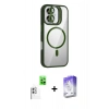 MARSİLYAN™- iPhone 16 Kılıf Yadigar Asil Koleksiyonu - Siyah Bilvis 5in1 3D Magic Cam Ekran Koruyucu + Beyaz Raze Metal Kamera Lens