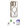 MARSİLYAN™- iPhone 16 Kılıf Yadigar Asil Koleksiyonu - Siyah Bilvis 5in1 3D Magic Cam Ekran Koruyucu + Beyaz Raze Metal Kamera Lens