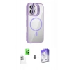 MARSİLYAN™- iPhone 16 Kılıf Yadigar Asil Koleksiyonu - Siyah Bilvis 5in1 3D Magic Cam Ekran Koruyucu + Beyaz Raze Metal Kamera Lens