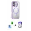 MARSİLYAN™- iPhone 16 Kılıf Yadigar Asil Koleksiyonu - Siyah Bilvis 5in1 3D Magic Cam Ekran Koruyucu + Lacivert Raze Metal Kamera Lens