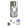 MARSİLYAN™- iPhone 16 Kılıf Yadigar Asil Koleksiyonu - Siyah Bilvis 5in1 3D Magic Cam Ekran Koruyucu + Raze Metal Kamera Lens - SH