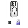 MARSİLYAN™- iPhone 16 Kılıf Yadigar Asil Koleksiyonu - Siyah Bilvis 5in1 5D Magic Hayalet Cam Ekran Koruyucu + PVD Metal Kamera Lens - YL
