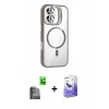 MARSİLYAN™- iPhone 16 Kılıf Yadigar Asil Koleksiyonu - Siyah Bilvis 5in1 5D Magic Hayalet Cam Ekran Koruyucu + Raze Metal Kamera Lens - SH