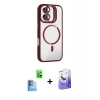 MARSİLYAN™- iPhone 16 Kılıf Yadigar Asil Koleksiyonu - Siyah Bilvis 5in1 5D Magic Hayalet Cam Ekran Koruyucu + Lacivert Raze Metal Kamera Lens