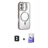 MARSİLYAN™- iPhone 16 Kılıf Yadigar Asil Koleksiyonu - Siyah Bilvis 5in1 5D Magic Hayalet Cam Ekran Koruyucu + PVD Metal Kamera Lens - YL