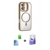 MARSİLYAN™- iPhone 16 Kılıf Yadigar Asil Koleksiyonu - Siyah Bilvis 5in1 5D Magic Hayalet Cam Ekran Koruyucu + Lacivert Raze Metal Kamera Lens