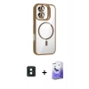 MARSİLYAN™- iPhone 16 Kılıf Yadigar Asil Koleksiyonu - Siyah Bilvis 5in1 5D Magic Hayalet Cam Ekran Koruyucu + PVD Metal Kamera Lens - YL