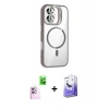 MARSİLYAN™- iPhone 16 Kılıf Yadigar Asil Koleksiyonu - Siyah Bilvis 5in1 5D Magic Hayalet Cam Ekran Koruyucu + Raze Metal Kamera Lens - PE