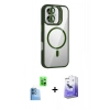 MARSİLYAN™- iPhone 16 Kılıf Yadigar Asil Koleksiyonu - Siyah Bilvis 5in1 5D Magic Hayalet Cam Ekran Koruyucu + Lacivert Raze Metal Kamera Lens