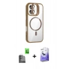 MARSİLYAN™- iPhone 16 Kılıf Yadigar Asil Koleksiyonu - Siyah Bilvis 5in1 5D Magic Hayalet Cam Ekran Koruyucu + Raze Metal Kamera Lens - SH