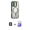 MARSİLYAN™- iPhone 16 Kılıf Yadigar Asil Koleksiyonu - Siyah Bilvis 5in1 5D Magic Hayalet Cam Ekran Koruyucu + PVD Metal Kamera Lens - MI