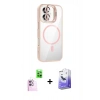 MARSİLYAN™- iPhone 16 Kılıf Yadigar Asil Koleksiyonu - Siyah Bilvis 5in1 5D Magic Hayalet Cam Ekran Koruyucu + Pembe Raze Metal Kamera Lens