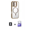 MARSİLYAN™- iPhone 16 Kılıf Yadigar Asil Koleksiyonu - Siyah Bilvis 5in1 5D Magic Hayalet Cam Ekran Koruyucu + PVD Metal Kamera Lens - MI