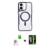 MARSİLYAN™- iPhone 16 Kılıf Yadigar Klasik Özel Seri - Şeffaf 360 Full Body Arka Koruyucu + Pembe Raze Metal Kamera Lens