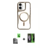 MARSİLYAN™- iPhone 16 Kılıf Yadigar Klasik Özel Seri - Şeffaf 360 Full Body Arka Koruyucu + Siyah Raze Metal Kamera Lens